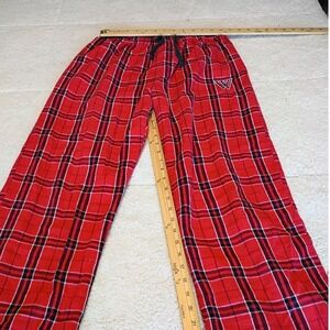 Wisconsin Badgers Pajama Pants Mens L Red Plaid Excellent Drawstring Lounge NCAA